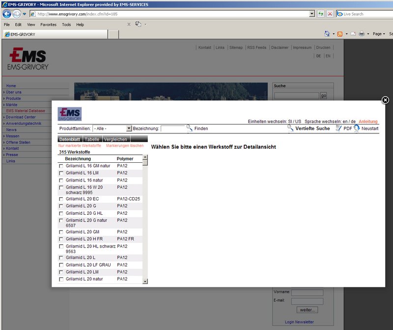 Neue online Materialdatenbank von EMS-GRIVORY